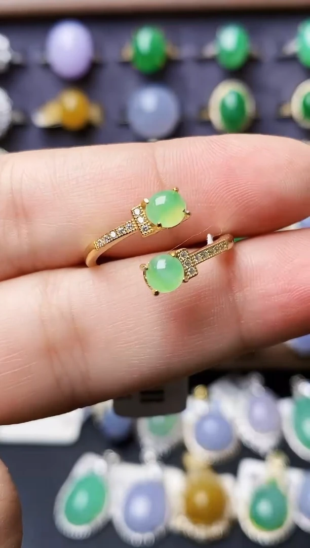 银S925镶嵌戒指翡翠3332