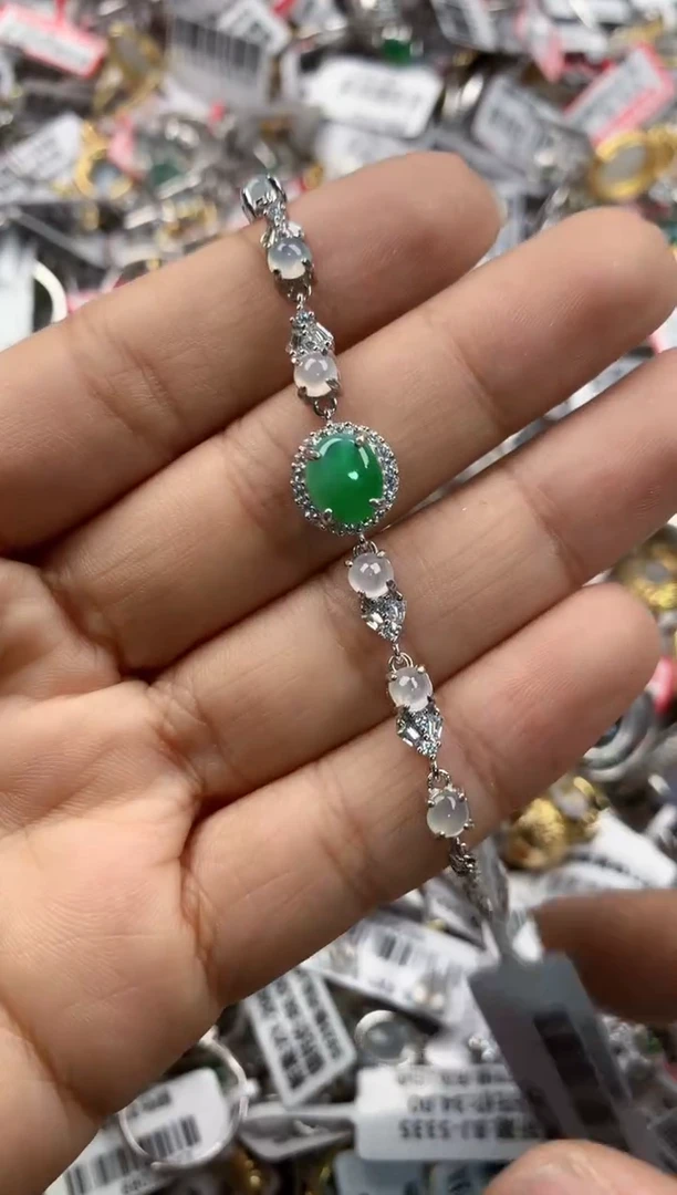 银S925镶嵌戒指翡翠13    8