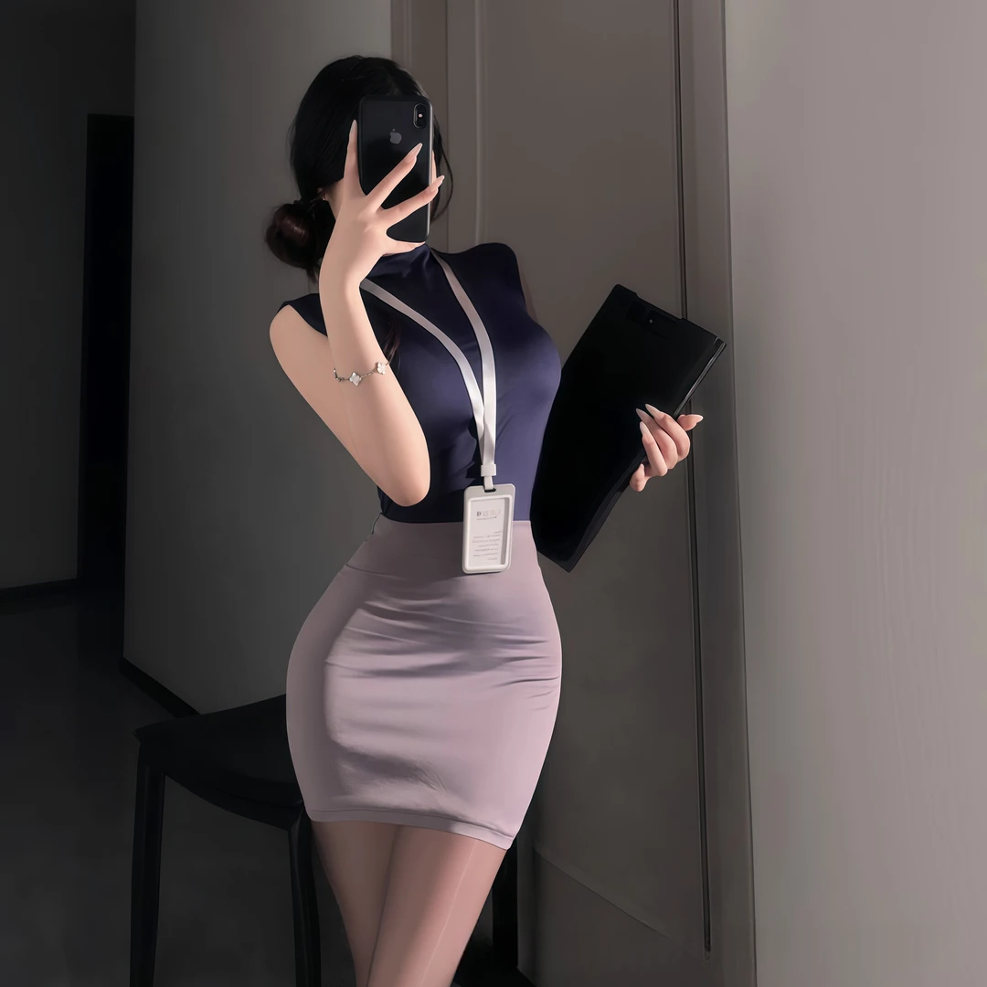 【mewe】女秘书无袖包臀裙套装超薄贴身夜店职业制服御姐辣妹