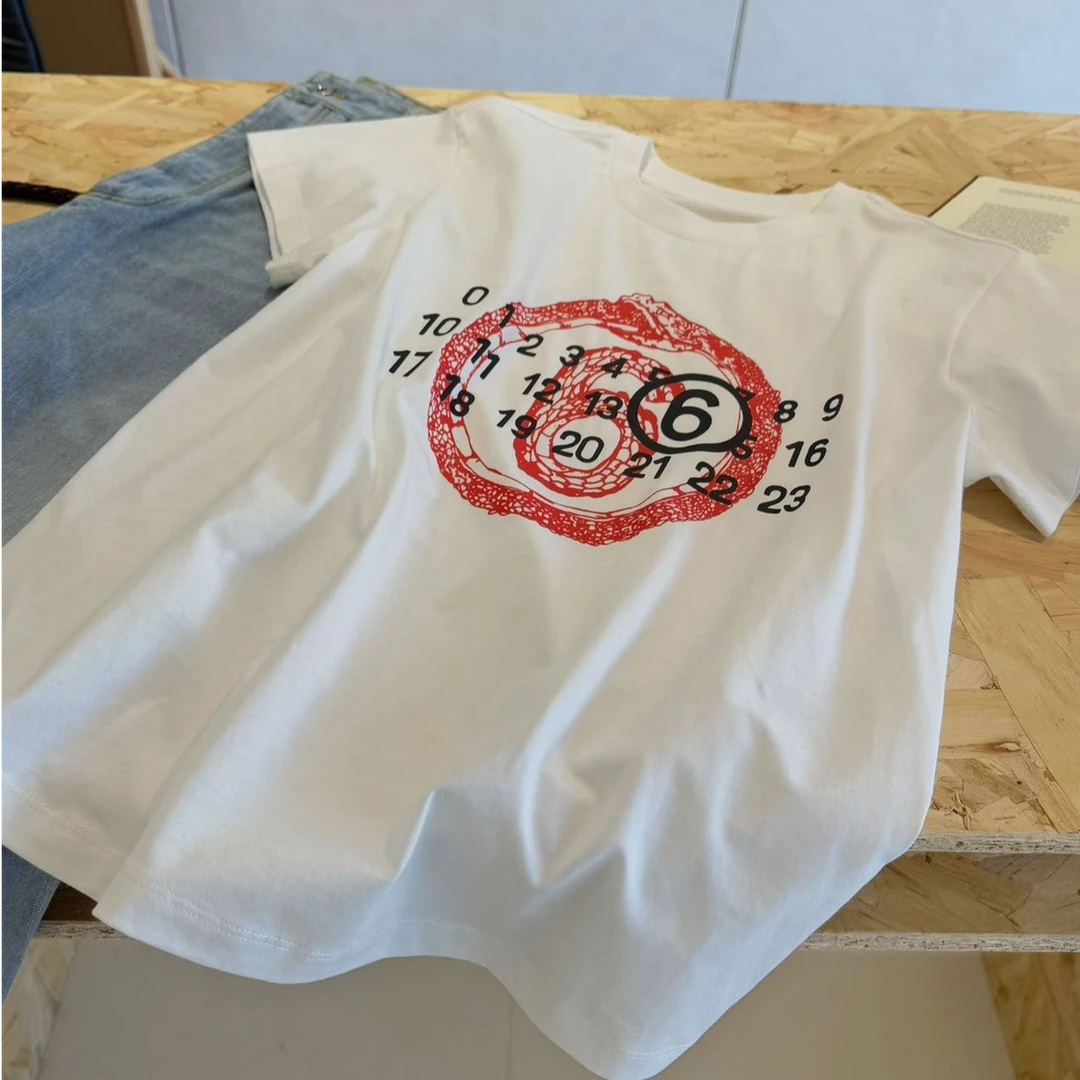 数字印花蛇年大吉白T恤-25003