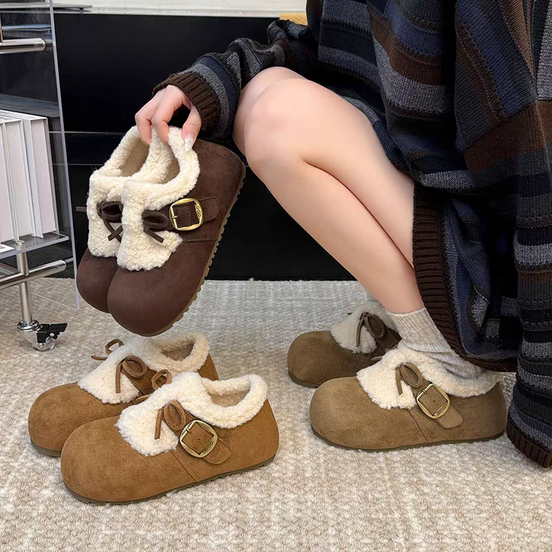 【喵喵吐司】厚底增高棉鞋2025冬季新款百搭女鞋加绒加厚保暖勃肯鞋