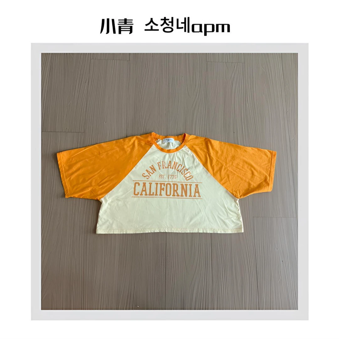 韩国东大门 THE/1776字母插肩袖T恤