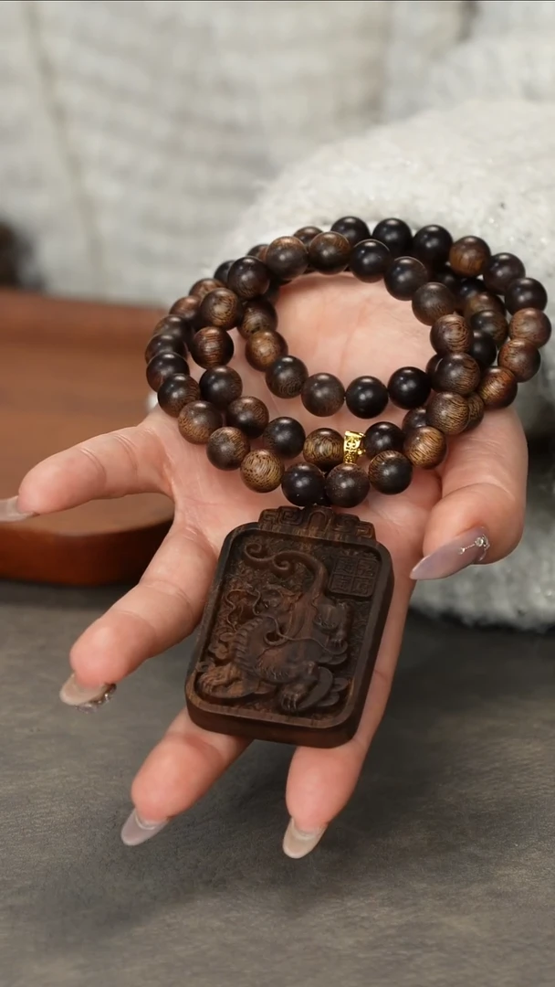 【闪购商品】沉香手串富森红土W年老料瘤疤多圈搭沉香木雕貔貅
