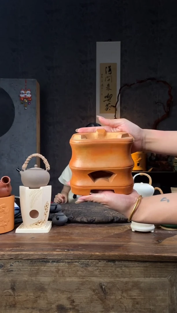全手工潮州原矿砂铫壶竹节炉