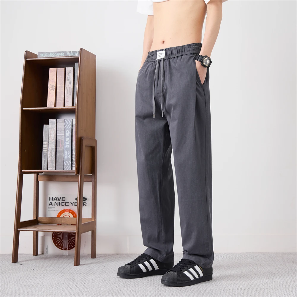 百搭休闲裤男生2025新款宽松直筒长裤子夏季薄款抽绳运动阔腿裤