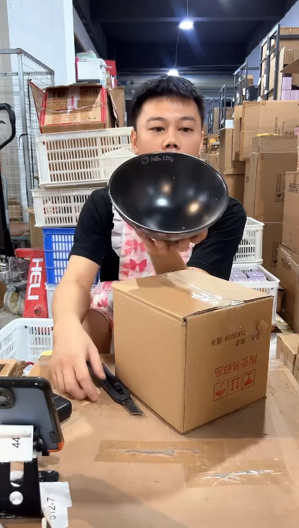 瓷片黑色kt猫樱花碗