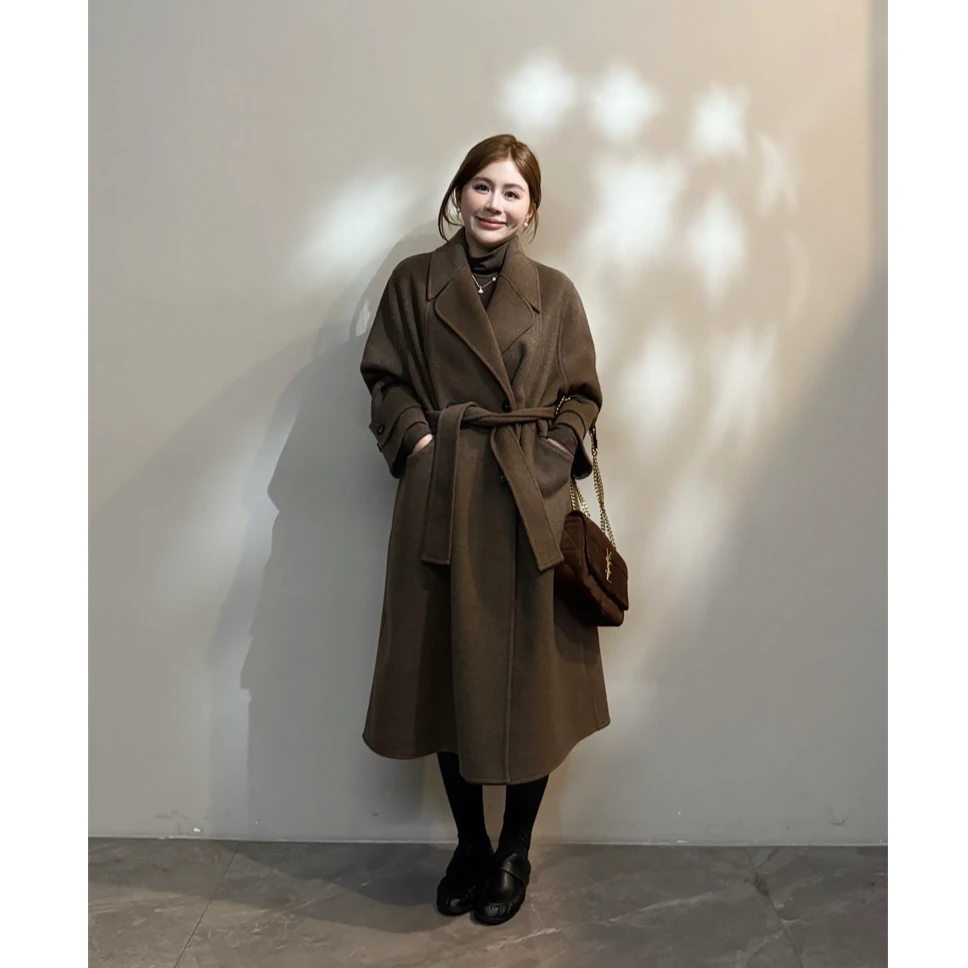 YPP！【冬日苏黎世】高质感翻领韩版气质宽松双面呢大衣外套