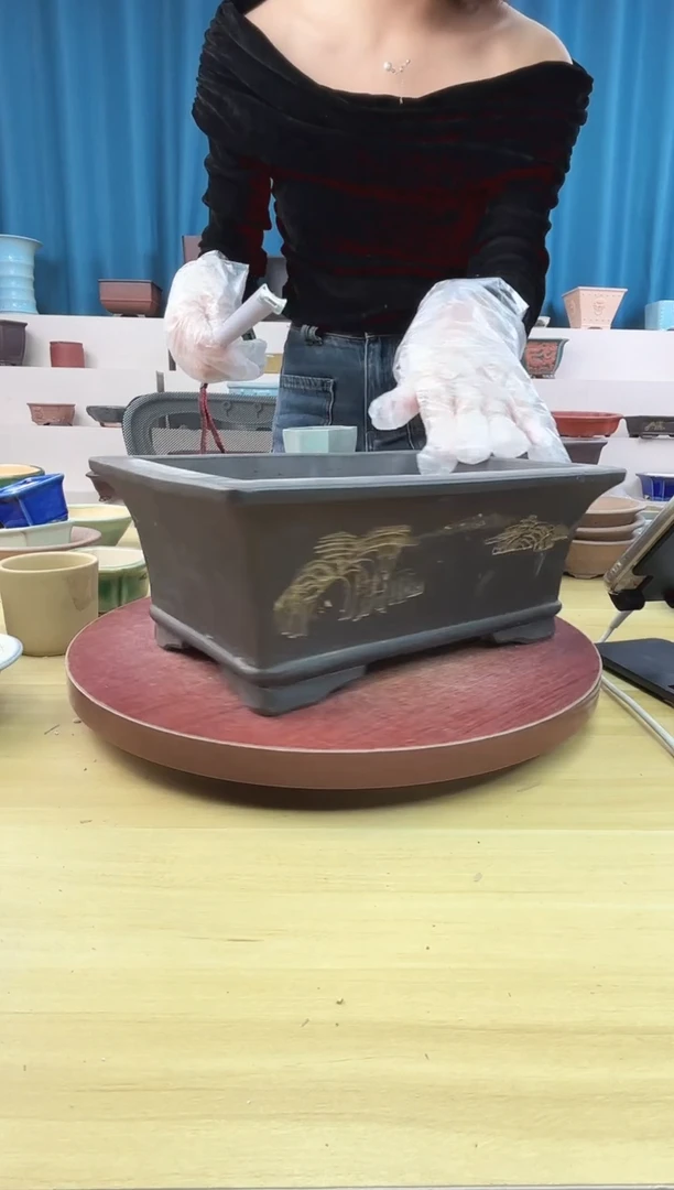 紫砂花盆浅草紫砂花盆微瑕