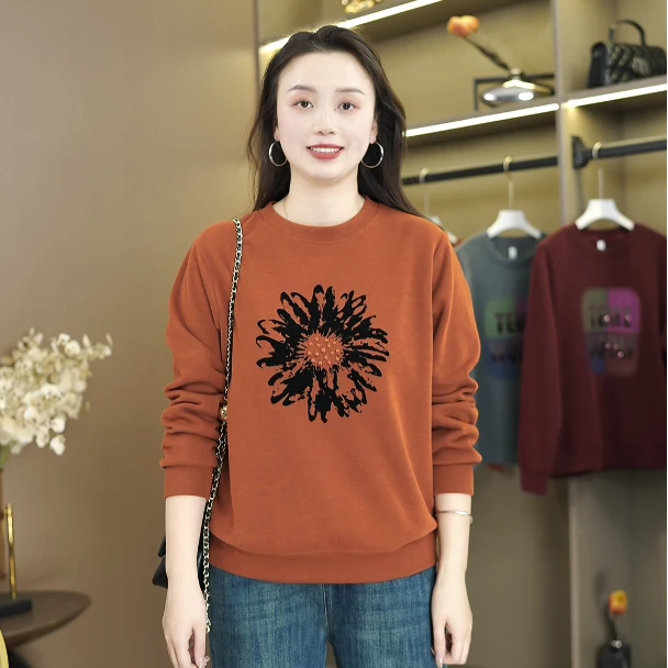 【太阳花】春季薄款正肩卫衣春秋休闲打底新款洋气显瘦遮肚子上衣