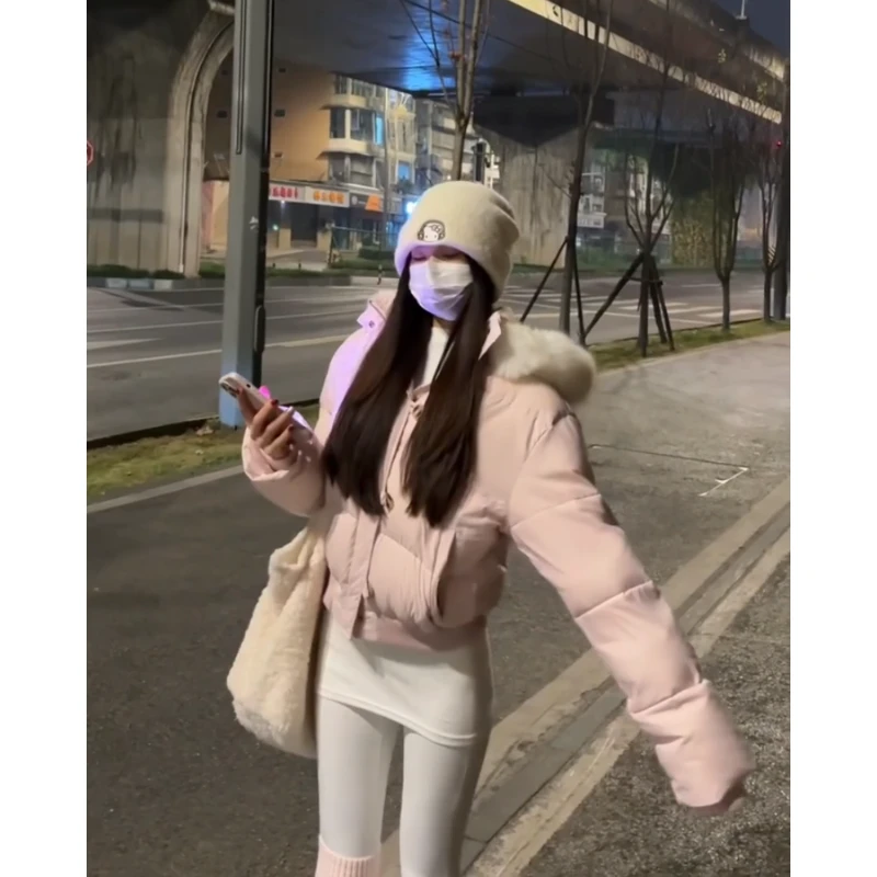 MARIE.COCO新款韩系千金风毛毛领面包棉服外套秋冬洋气女保暖穿搭
