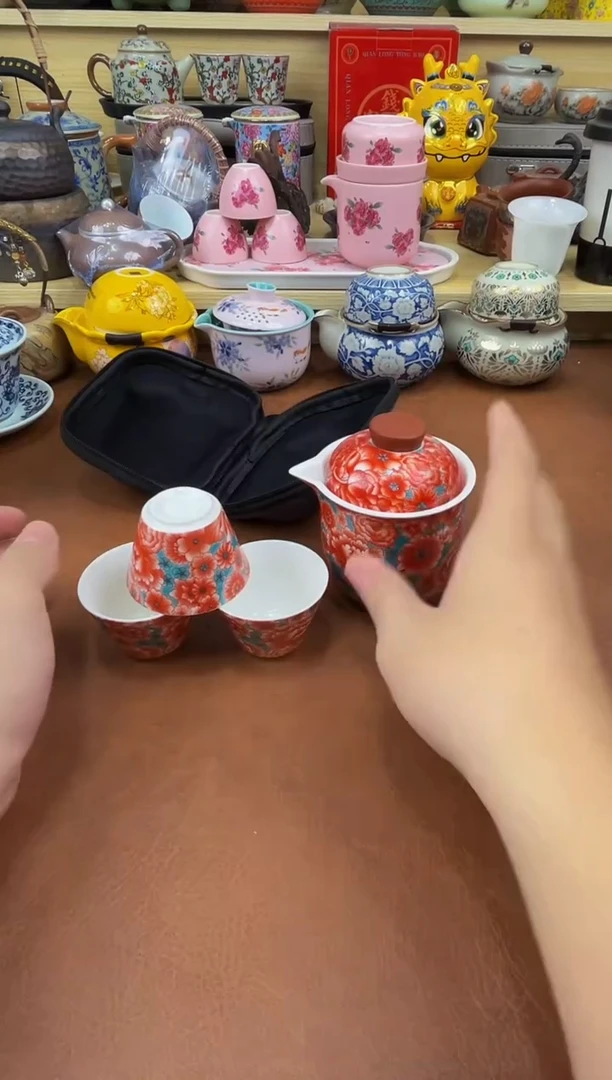 陶瓷茶具摆件旅行套组