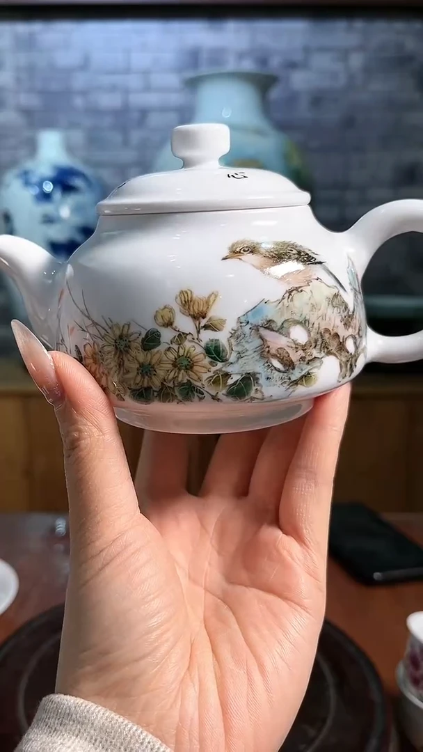 【闪购商品】官窑瓷画院865官窑瓷画院陈建庆花鸟壶