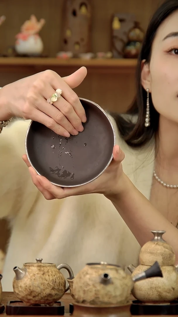 言野手作 粉引仿古三足壶承