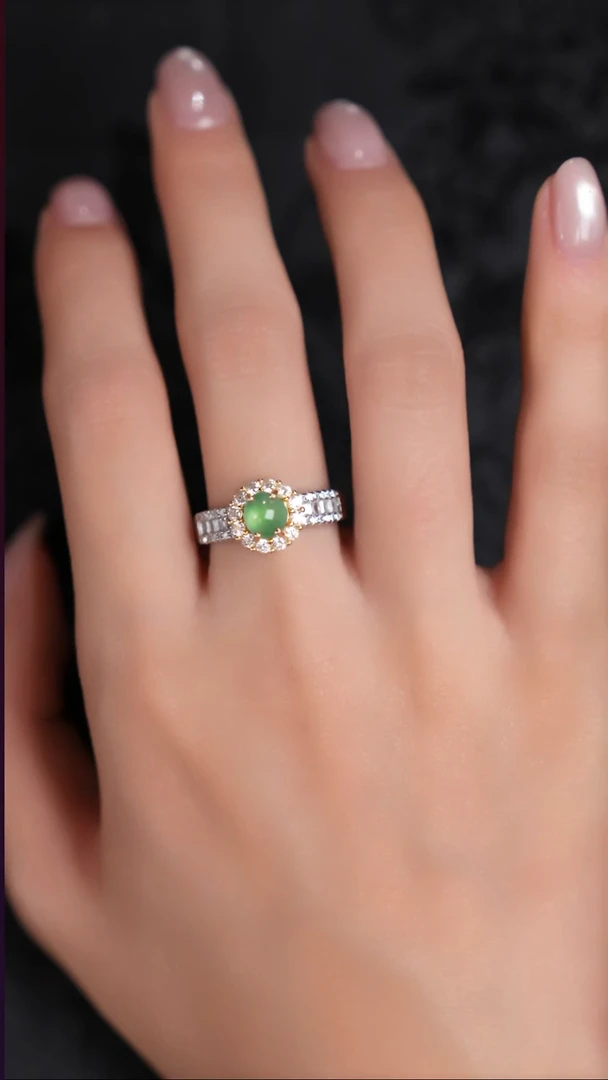 银S925镶嵌戒指翡翠工厂抛货 不退不换 多样性发其1