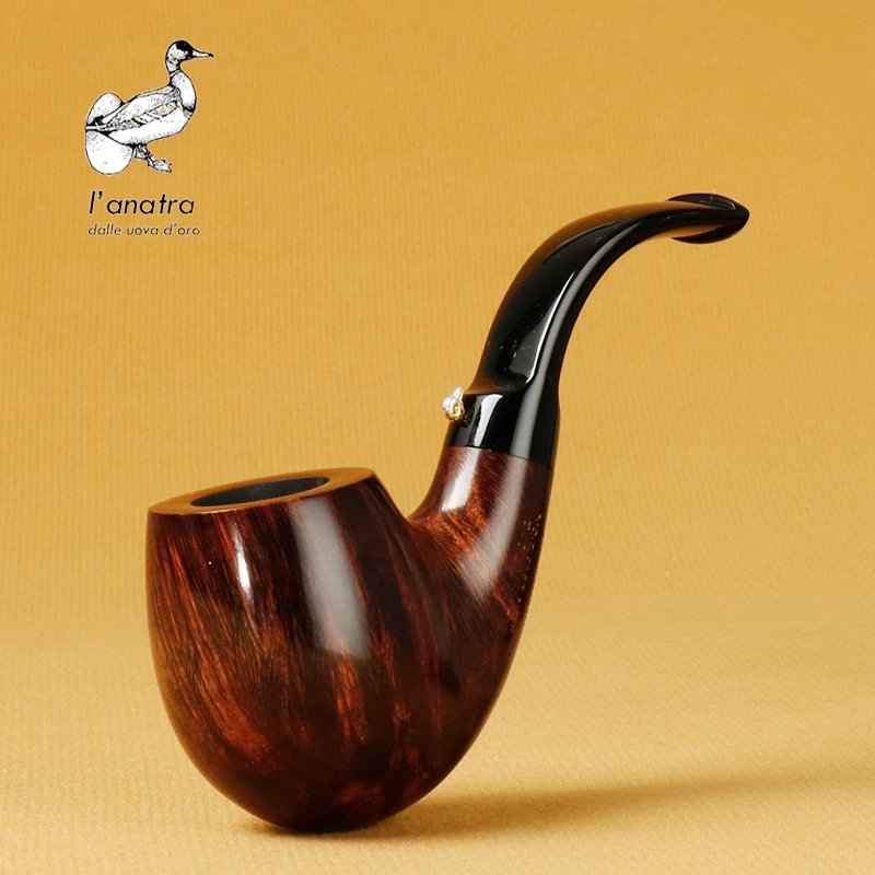 意大利L’anatra 鸭子 深色光面弯斗 一个蛋 3毫米 手工石楠木烟斗