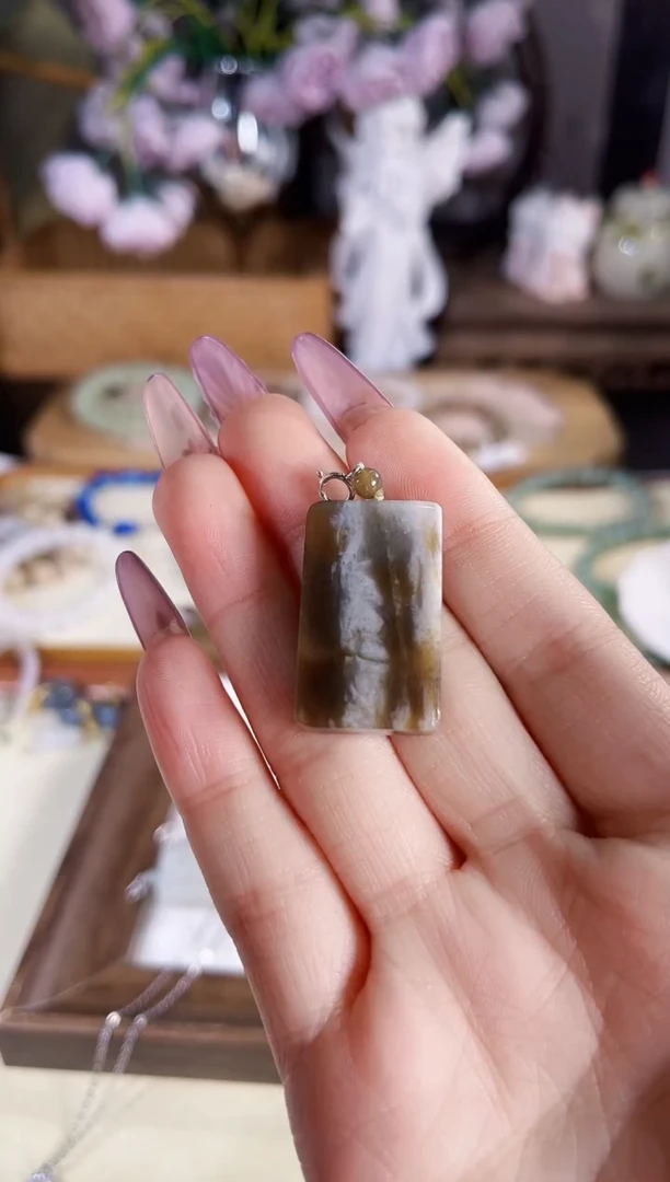 吊坠(不含链)银S925镶嵌和田玉多样性发其一孤品默认微瑕