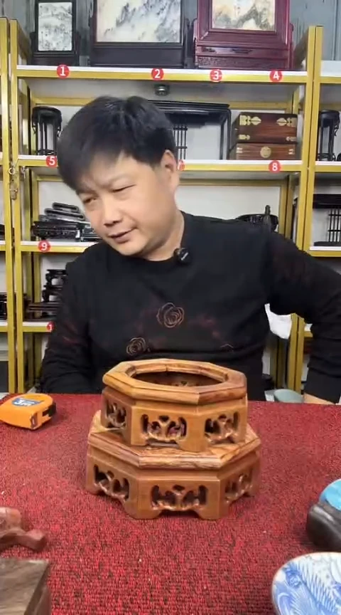 木小*张刺猬紫檀八角葫芦镂空底座大号小号
