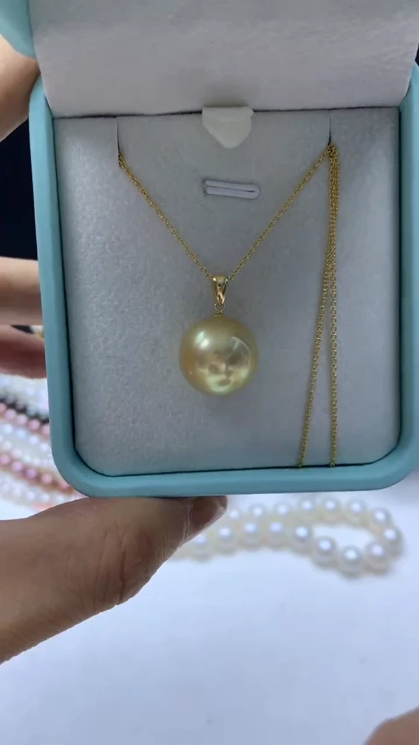 18K金镶嵌海水珍珠HG金珠吊坠(赠链）h068