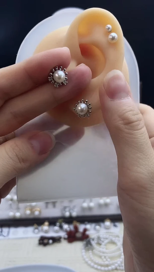 合金耳饰淡水珍珠15