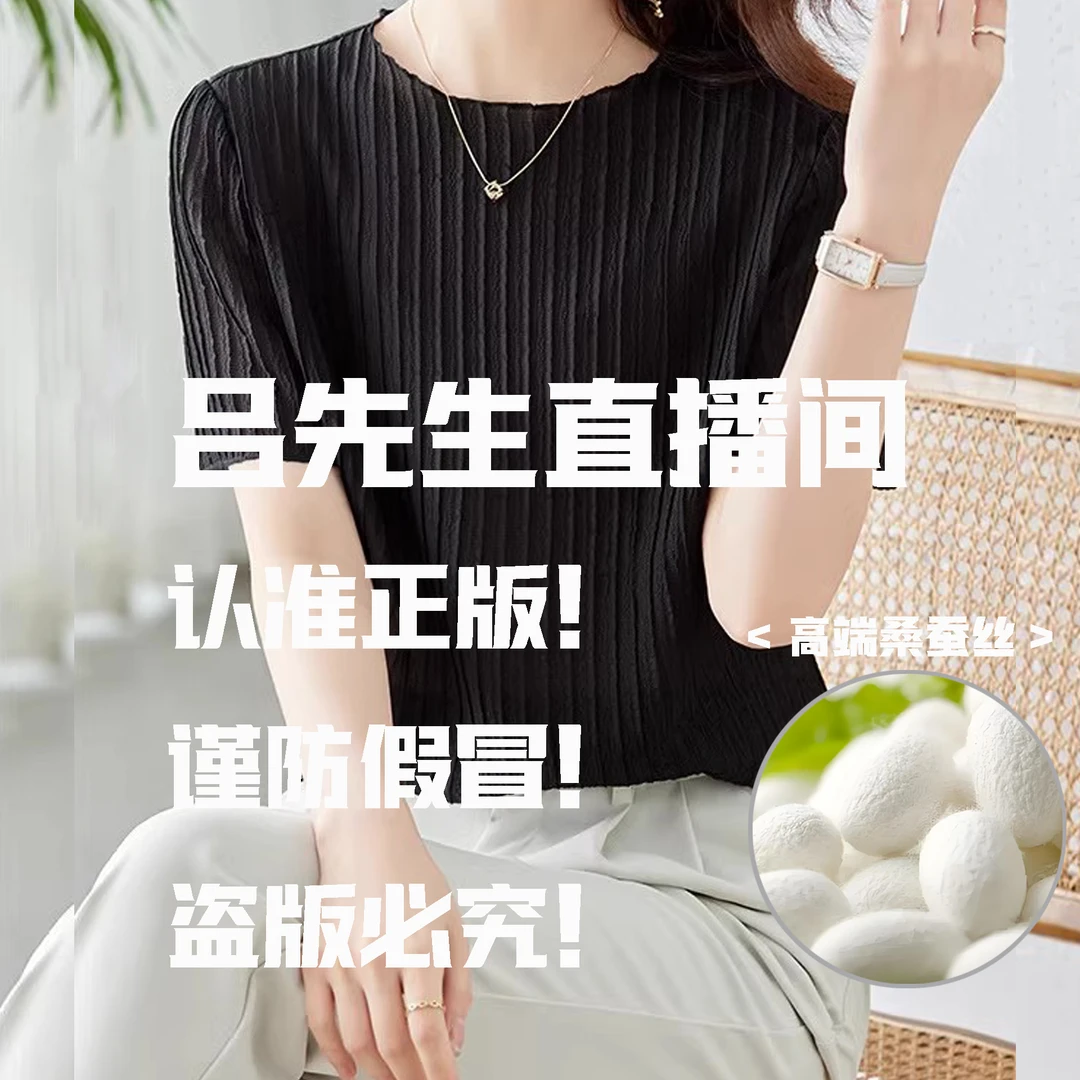水墨佳人2025夏季新款桑蚕丝高级感圆领T恤短袖12501551
