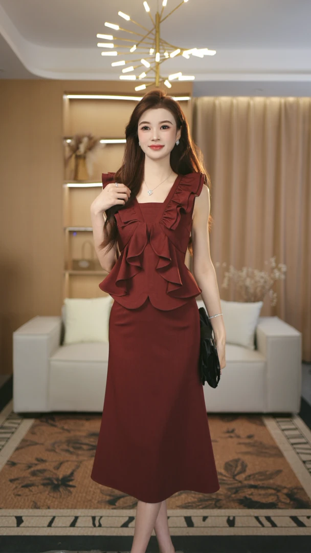 罗曼定制 原创设计显瘦时尚套装通勤风气质修身上衣+半身裙