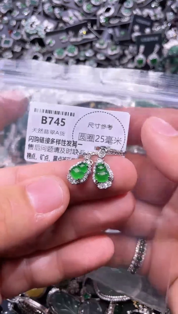 翡翠未镶嵌颈饰B745耳扣