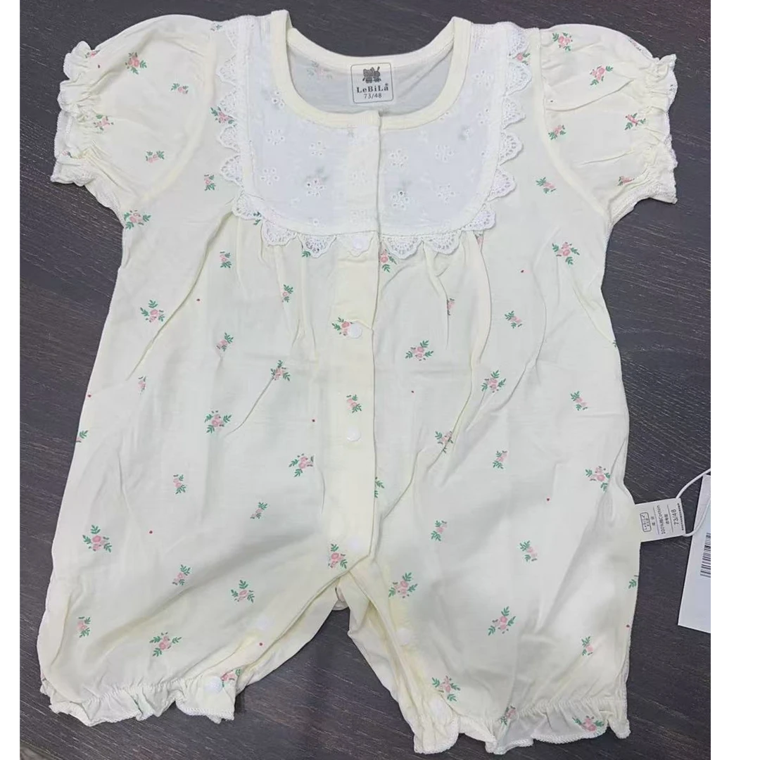 乐比拉汗料短袖多扣连体夏款婴儿女童婴童