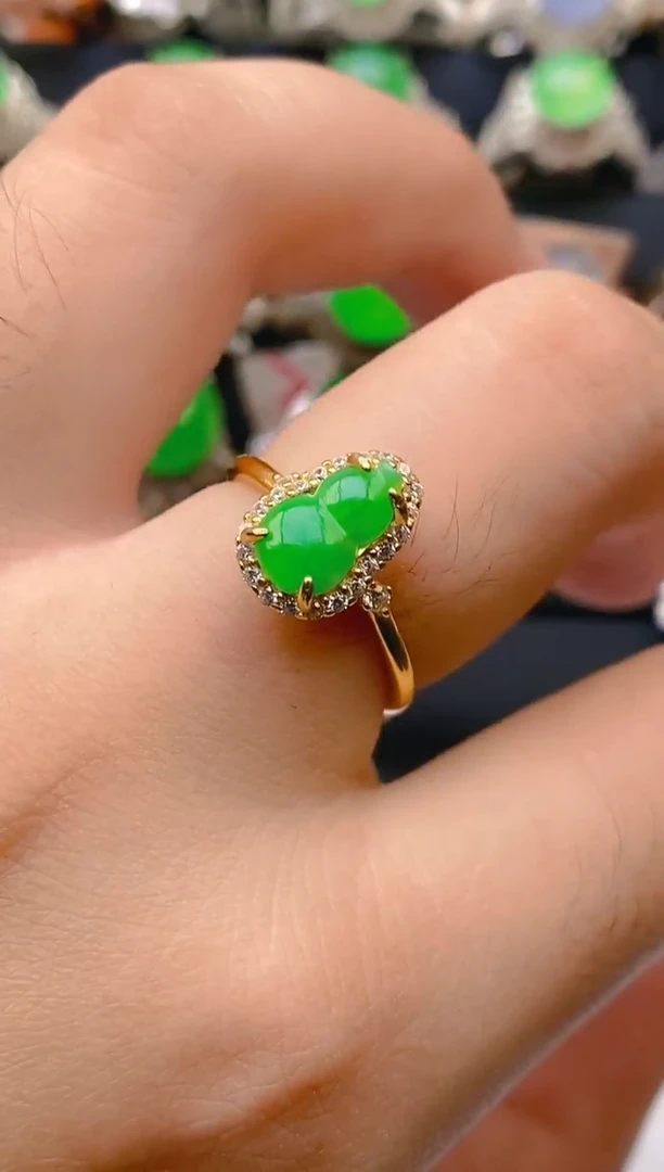 翡翠戒指银S925镶嵌天然