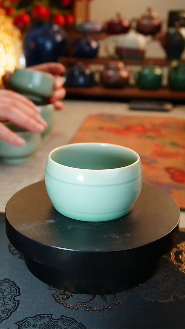 【闪购商品】瓷片426 汝瓷翠绿 战鼓杯