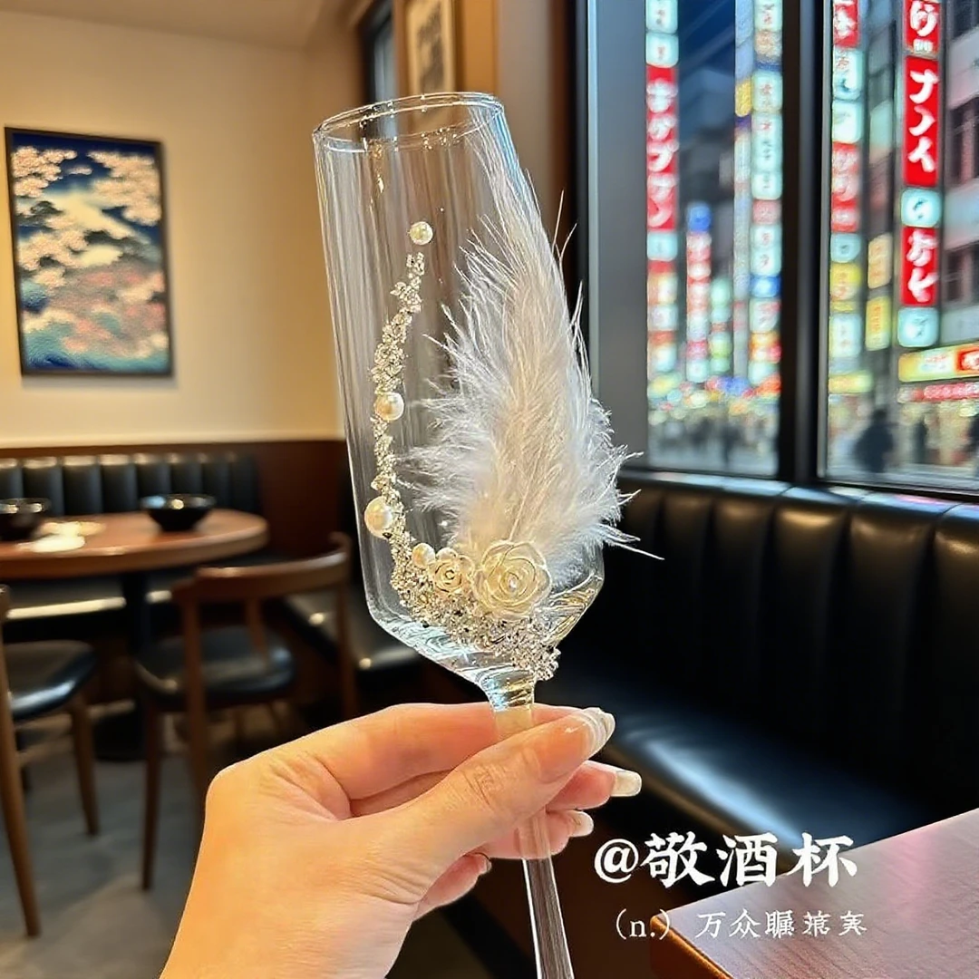 创意ins风小众自制香槟敬酒杯装饰碎钻杯子diy材料包结婚订婚七夕