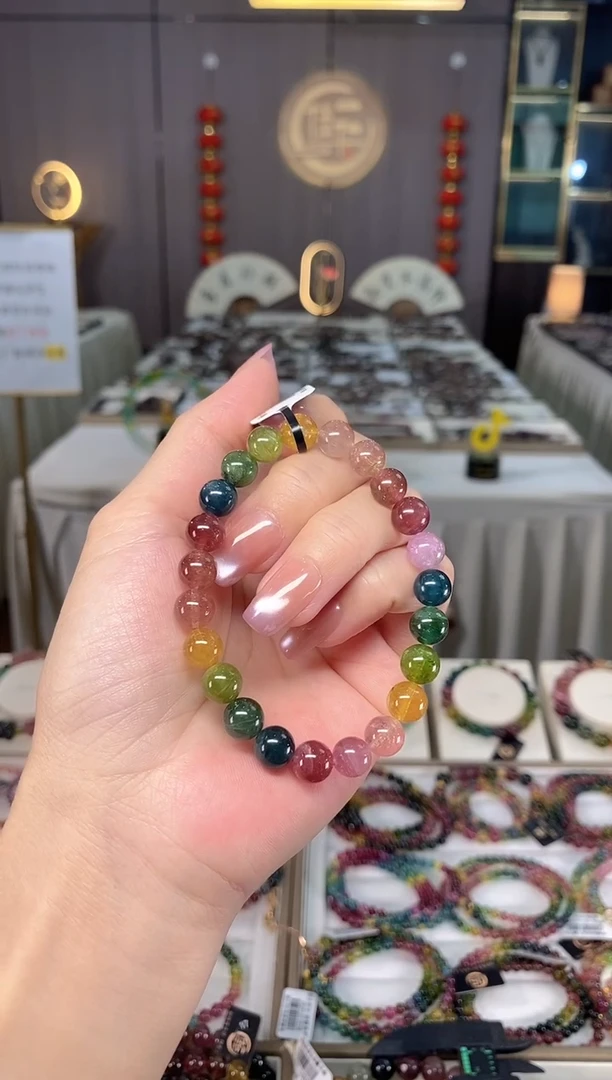 未镶嵌老矿碧玺彩虹单圈手串8mm+碧玺多样性发一条hon