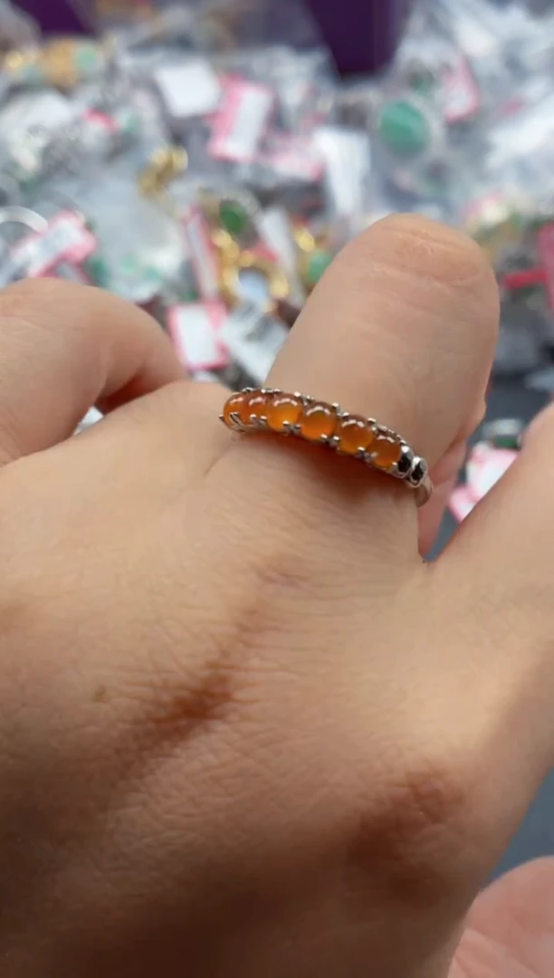 银S925镶嵌戒指翡翠天然A货缅甸翡翠