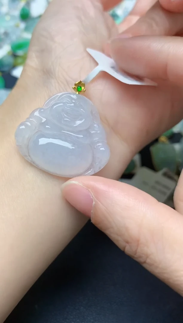 颈饰18K金镶嵌翡翠天然缅甸A货翡翠