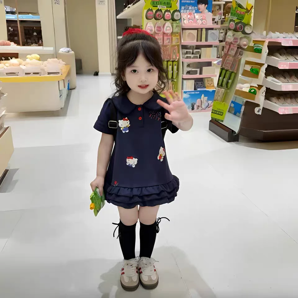 【场仔】女童洋气夏季薄款短袖连衣裙女宝新款粉色POLO裙子夏500199
