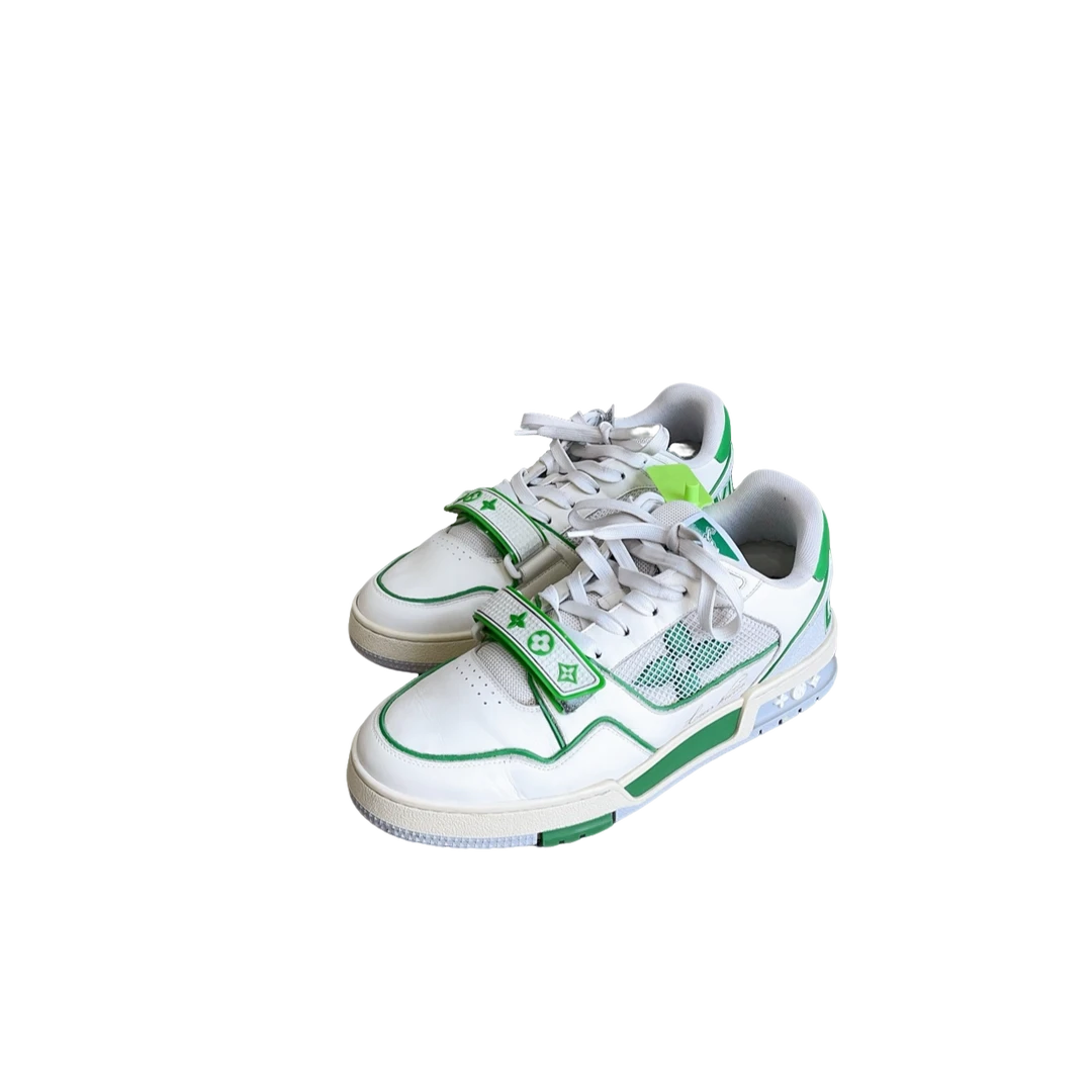 95新 LouisVuitton/路易威登 Trainer白绿休闲鞋42码d4400
