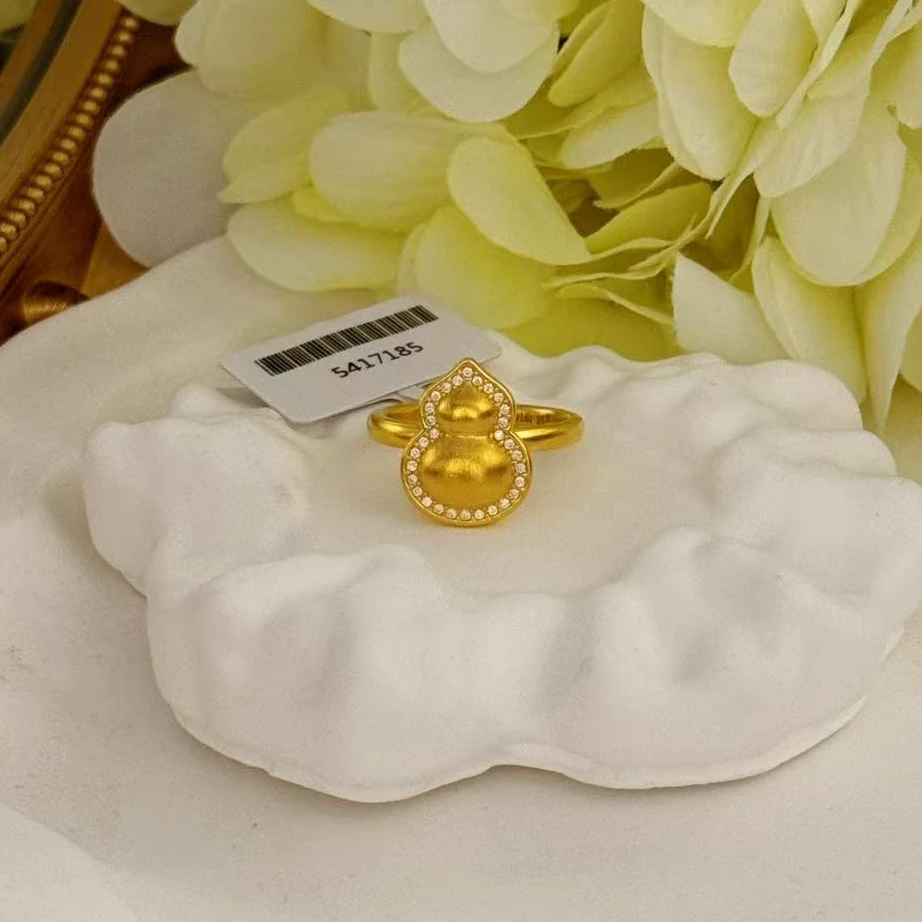 莫桑石【小鹏黄金】足金999葫芦福禄点钻戒指1.5 1.86 1.85 1.81