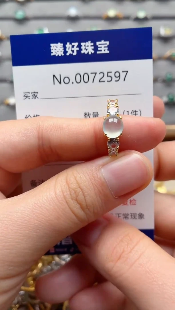 银S925镶嵌戒指翡翠1