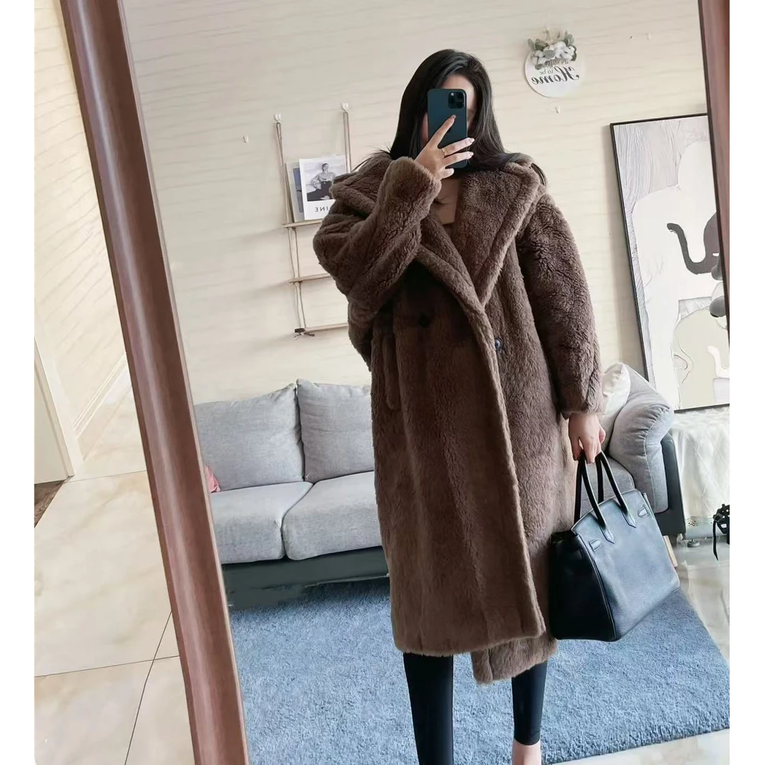 99新 MaxMara 大头活动羊驼毛 经典 Teddy系列 长款 大衣