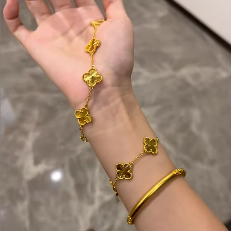 铜合金手链 新中式四叶草手链女新款轻奢小众精致高颜值配饰