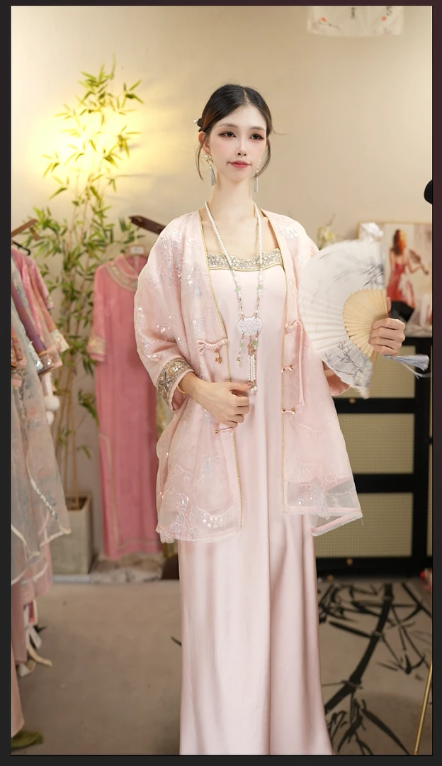 花想容2025春季新款日常中国风复古上衣和吊带裙（2586+2544）