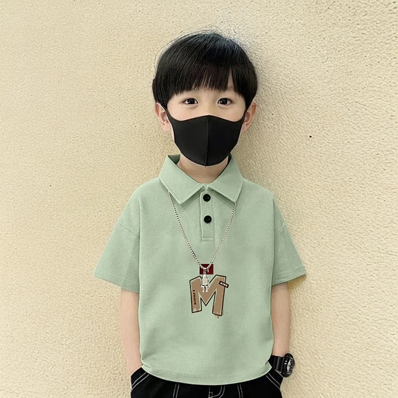 新款纯棉儿童polo衫男孩洋气翻领夏季短袖男女童宝宝半袖T恤上衣