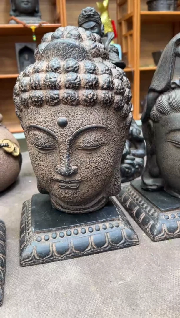 陶土大佛首+莲花底座