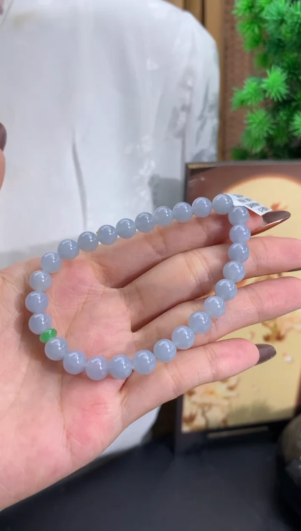未镶嵌手串翡翠蓝底 卡6.8mm