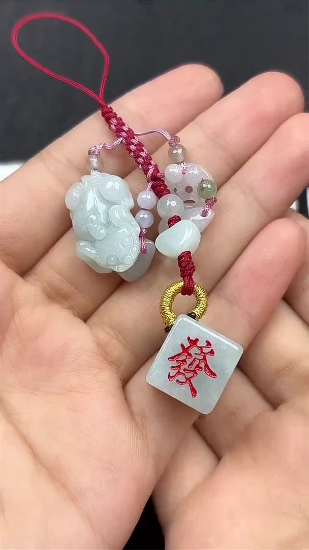 翡翠未镶嵌吊坠(不含链)天然缅甸翡翠A货 六面发财挂绳