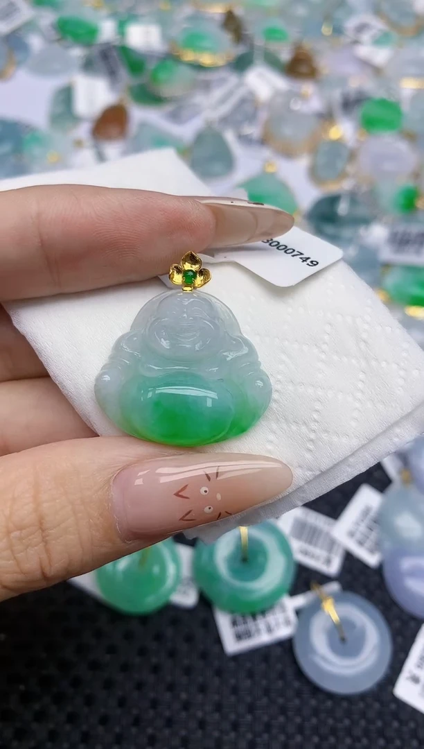 翡翠18K金镶嵌颈饰318   天然翡翠A货