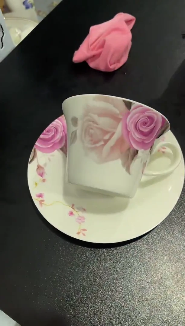 杯子骨瓷（简装）咖啡杯碟一套+小勺
