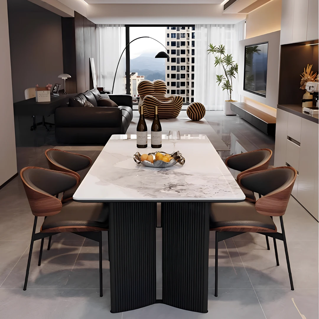 岩板餐桌椅组合小户型家用现代简约长方形2025新款铝合金餐厅饭桌