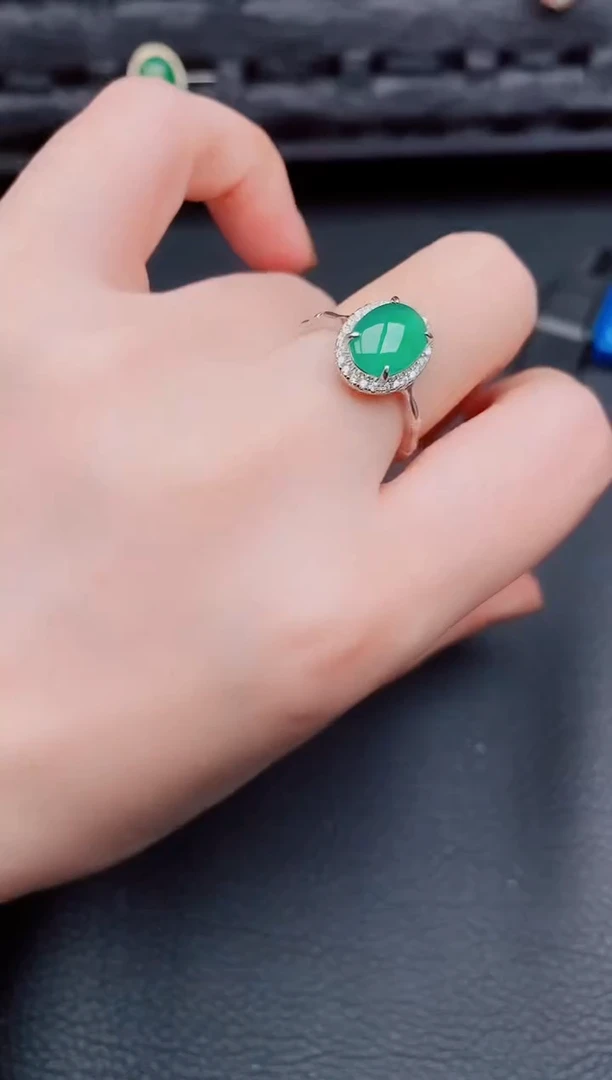 【闪购商品】翡翠戒指银S925镶嵌天然a货翡翠506