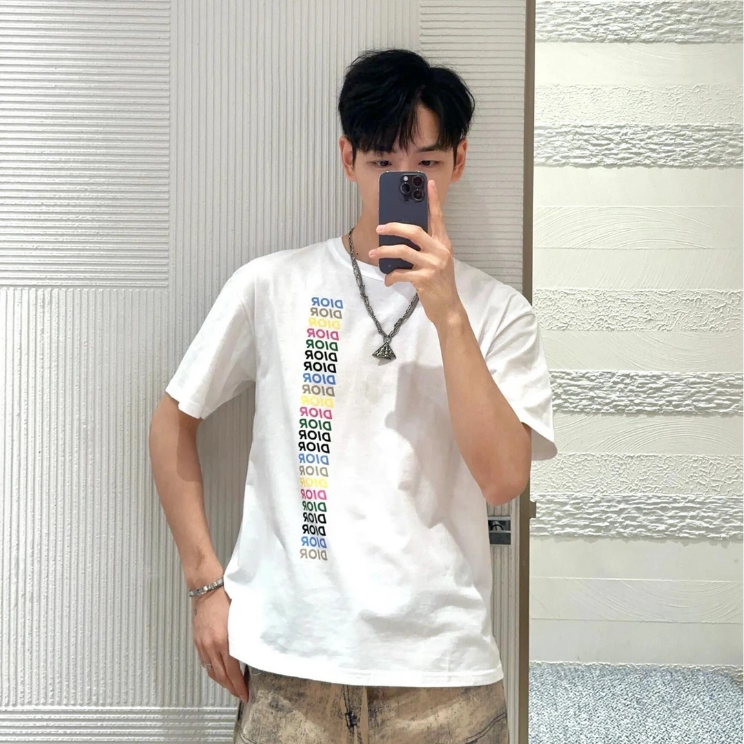 未使用 DIOR/迪奥 男士经典白色纯棉字母Logo时尚短袖T恤衫102184