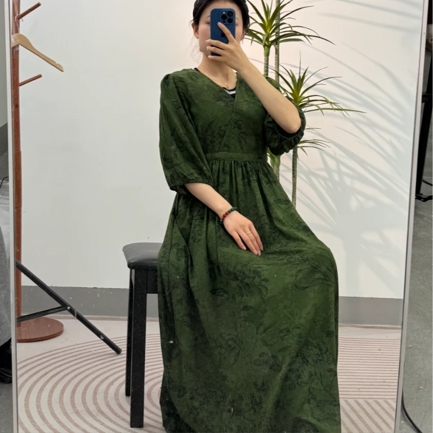 {花筵笑}2025款上新V领短袖绵绸连衣裙系列